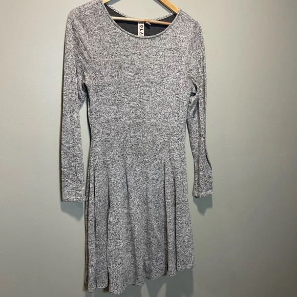 Anthropologie Gray Ruffled Tiered Long Sleeve Dress - Picture 2 of 8